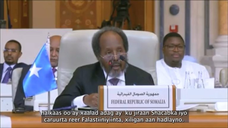 {DAAWO MUIQAALKA}  Madaxweyne Xasan Shiikh “Waxa ka dhacaya Gaza waxay khilaafsan yihiin dhammaan xeerarka bini’aadamka