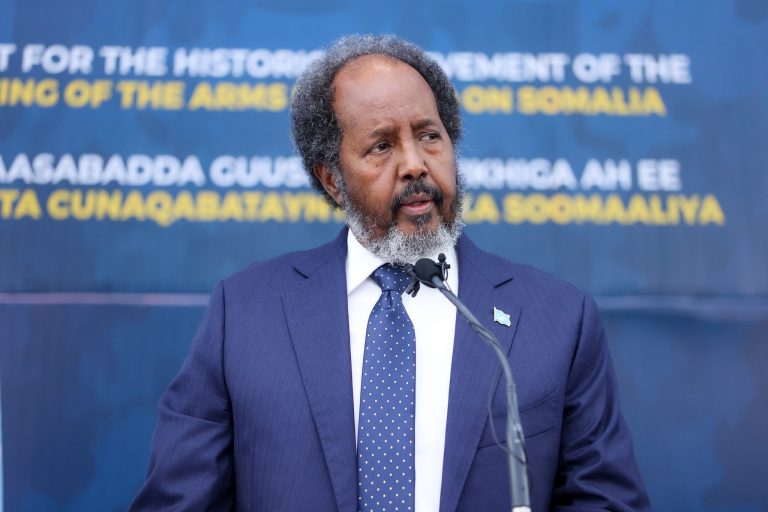 {DAAWO MUUQAALKA} Madaxweyne Xasan Shiikh oo ka hadlay Cida iska leh abaalka qaadista Cunaqabateynta Hubka ee Somaliya