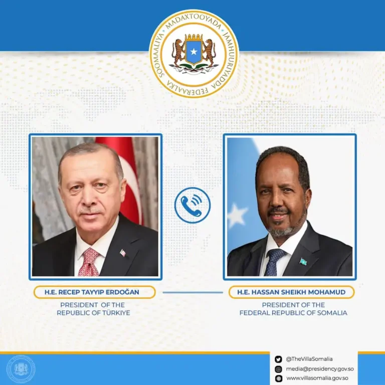 Madaxweyne Xassan Shiikh oo Khadka Telefonka kula xiriiray dhigiisa Turkiga