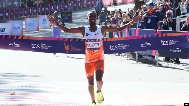 Abdi Nageeye of the Netherlands and Sheila Chepkirui of Kenya win New York City Marathon.