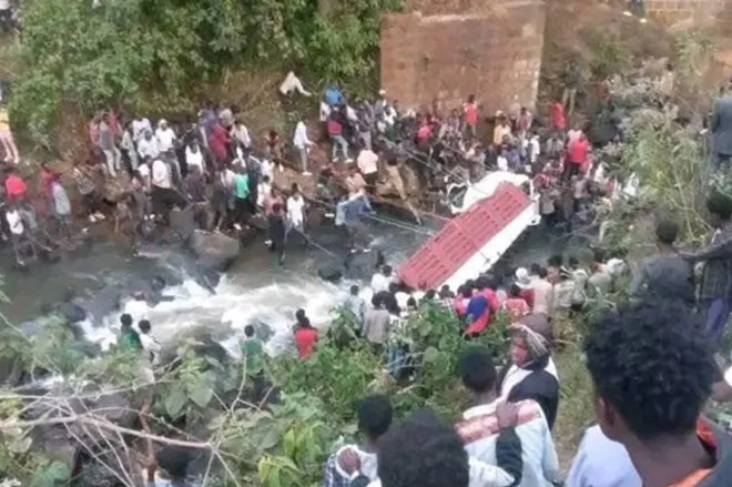 At least 71 people killed in Ethiopia road accident.