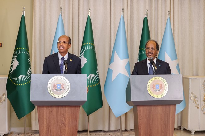 President Mohamud, AU Chairperson Youssouf pledge deeper cooperation on security and development.